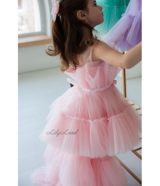 Детское нарядное платье Барби со шлейфом, цвет Светло-Розовый