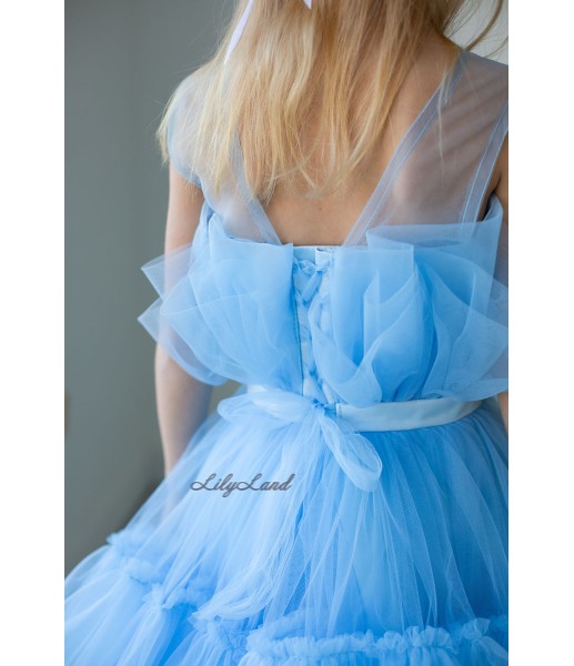Детское нарядное платье Барби, цвет голубой