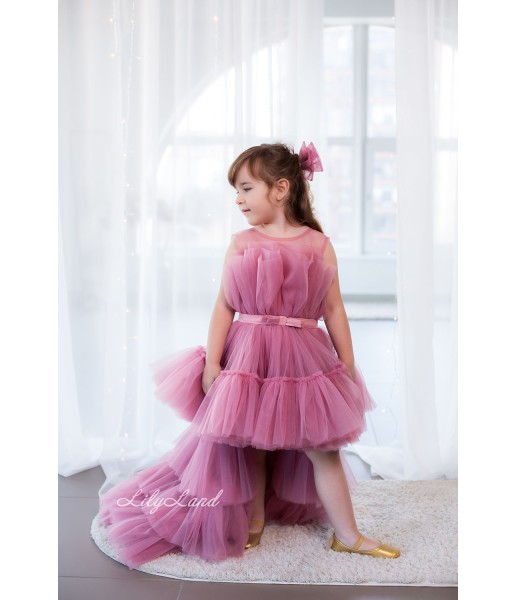Дитяча святкова сукня Барбі зі шлейфом, колір Чайна Троянда