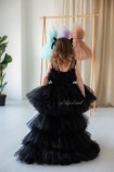 Детское нарядное платье Барби со шлейфом, цвет черный