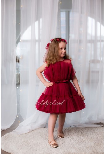 Детское нарядное платье Барби, цвет бордо