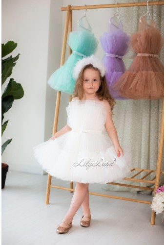Детское нарядное платье Барби, цвет белый