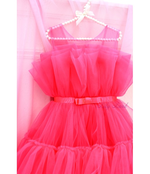 Дитяча святкова сукня Барбі, колір корал неон