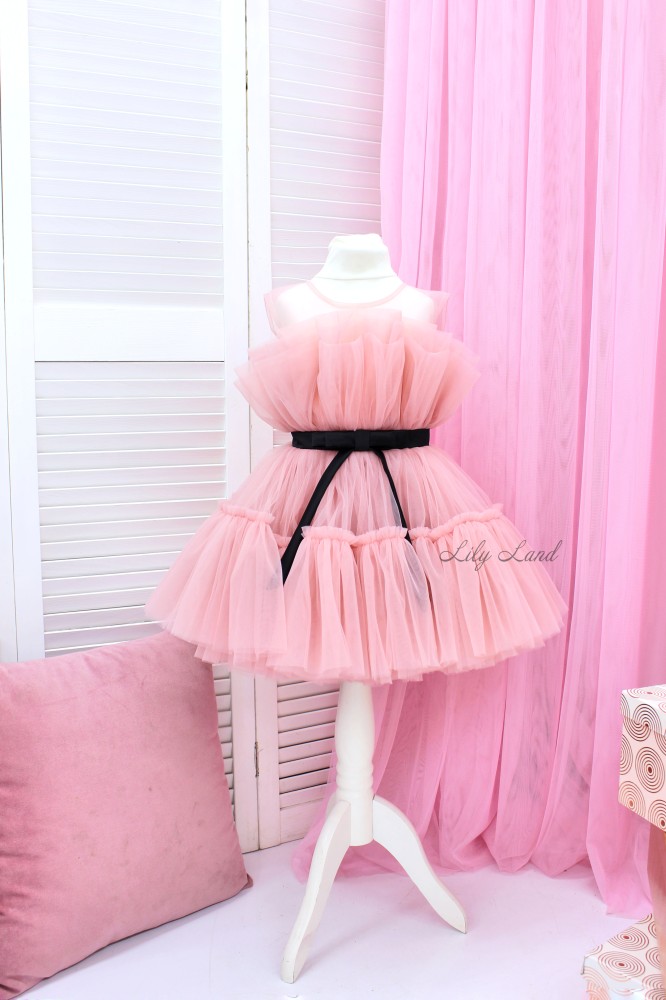 Детское нарядное платье Барби, цвет пыльная роза 