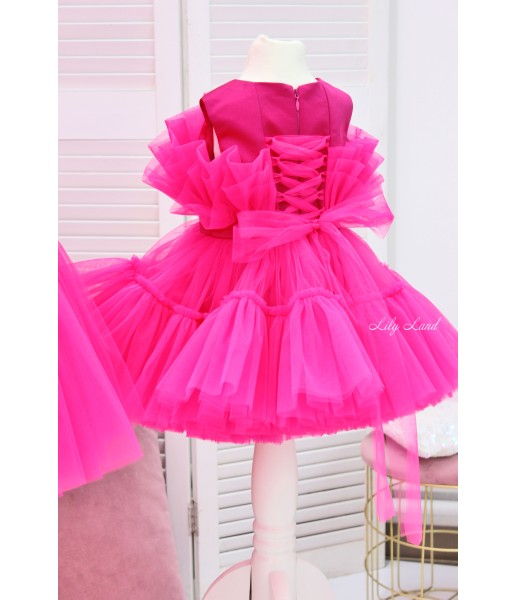 Детское нарядное платье Барби, цвет фуксия