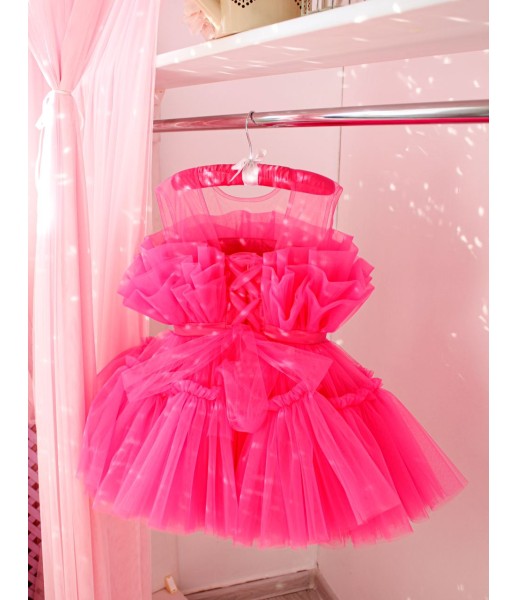 Детское нарядное платье Барби, цвет ярко малиновый