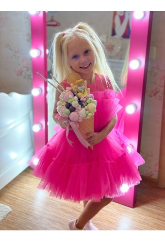 Детское нарядное платье Барби, цвет ярко малиновый