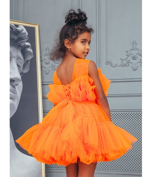 Детское нарядное платье Барби, цвет оранж