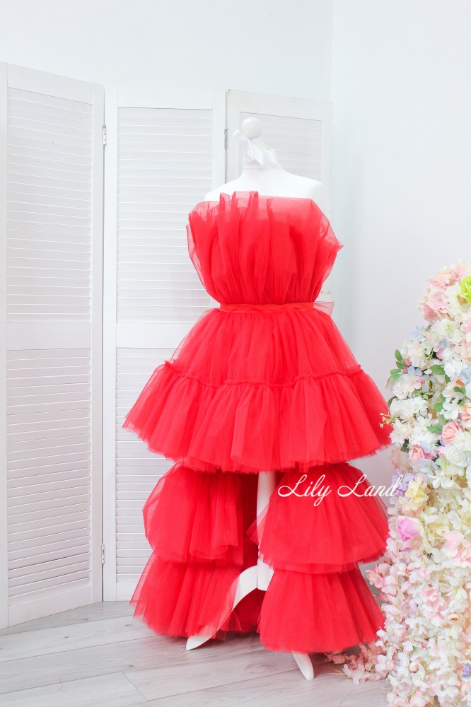 Дитяча святкова сукня Барбі зі шлейфом, колір червоний
