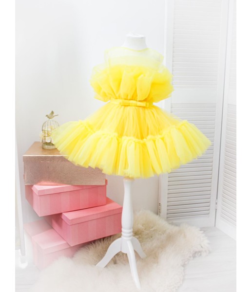 Детское нарядное платье Барби, цвет желтый