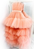 Детское нарядное платье Барби со шлейфом, цвет персик