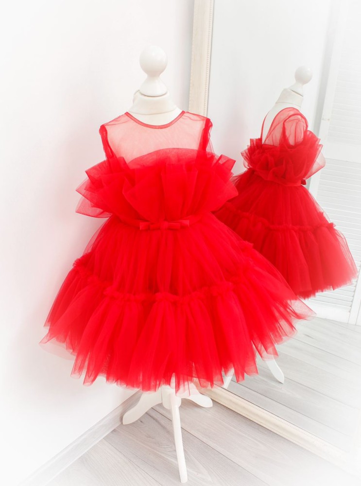 Детское нарядное платье Барби, цвет красный