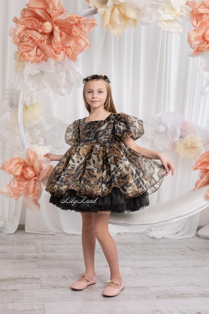 Детское нарядное платье Бекка, цвет Леопард