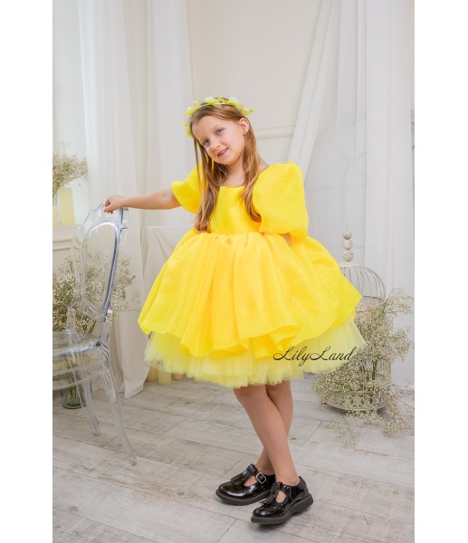 Детское нарядное платье Бекка, цвет желтый