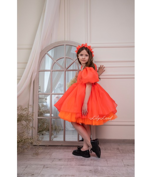 Детское нарядное платье Бекка, цвет оранжевый