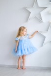 Детское платье Белль, цвет серебряная пайетка и голубой