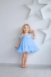 Детское платье Белль, цвет серебряная пайетка и голубой