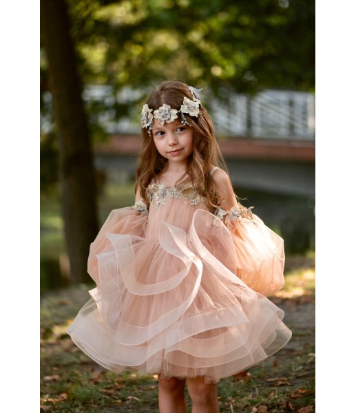 Детское нарядное платье Белла из фатина, цвет капучино