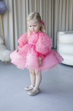 Детское нарядное платье Бусье с разноцветными бусинками, цвет Розовый