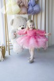 Дитяча святкова сукня Бусьє з різнокольоровими намистинками, колір Рожевий