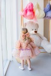 Детское нарядное платье Бусье с разноцветными бусинками, цвет Персик