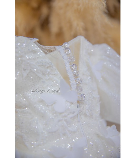 Детское нарядное платье Баттерфлай с рукавчиком, цвет белый