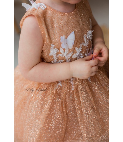Дитяче святкове плаття Баттерфлай, колір золото
