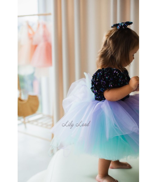 Дитяча святкова сукня Кармелла Чорна з кольоровою спідничкою