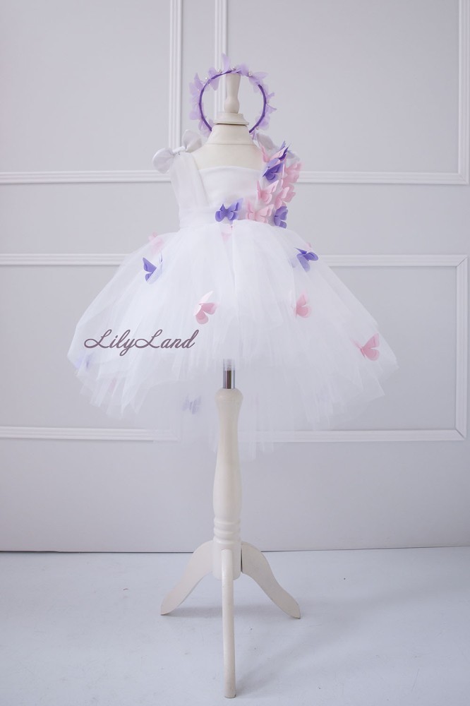 Дитяча святкова сукня Сіндерелла з метеликами, колір Білий