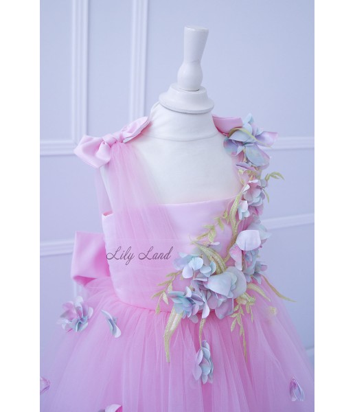 Детское платье Синдерелла с цветами, цвет Розовый