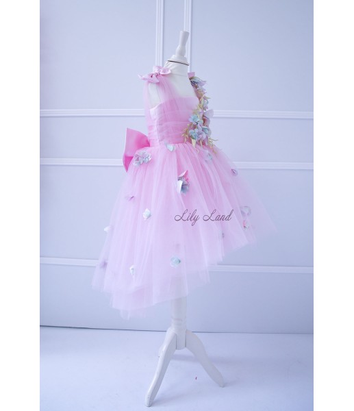 Детское платье Синдерелла с цветами, цвет Розовый