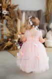 Детское платье Синдерелла с бабочками, цвет Персиковый