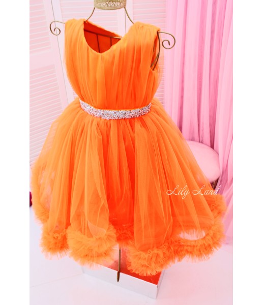 Детское нарядное платье Дейзи, цвет оранжевый