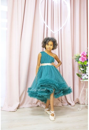 Детское нарядное платье Дейзи, цвет зеленый