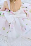 Детское нарядное платье Эустома с топом из сетки бежевого цвета в цветочный принт