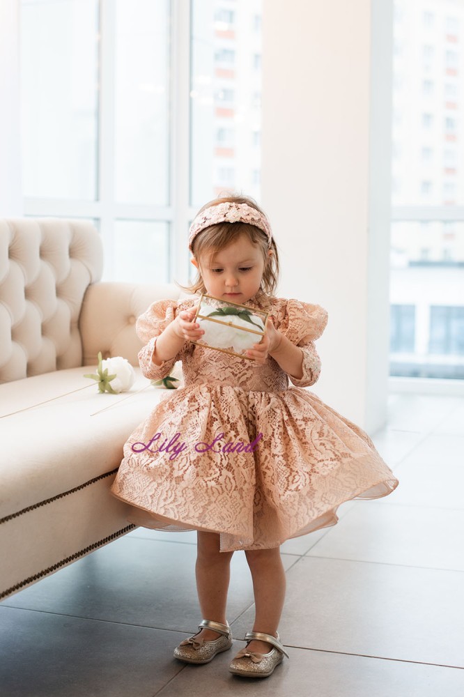 Дитяча святкова сукня Фелісіті, в бежевому кольорі