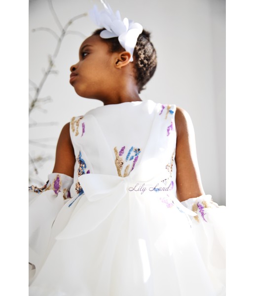 Детское нарядное платье Флорида, в белом цвете