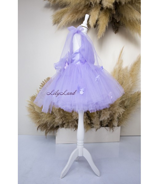 Детское нарядное платье Фрида, цвет Лавандовый с бабочками