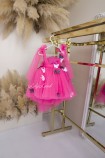 Дитяча святкова сукня Фріда, колір Яскраво-рожевий з метеликами