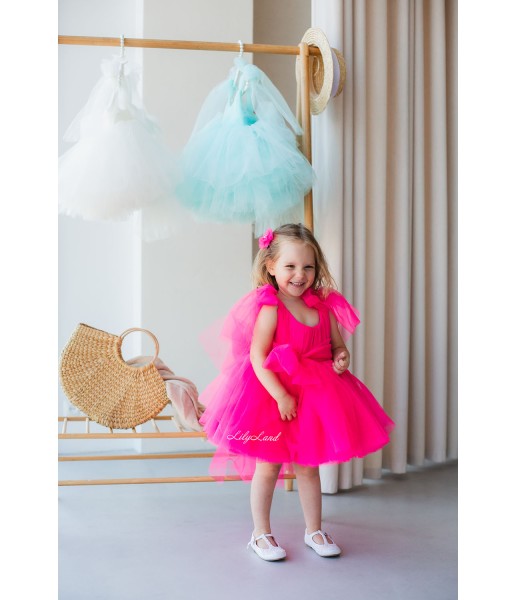 Детское нарядное платье Фрида, цвет Ярко-розовый