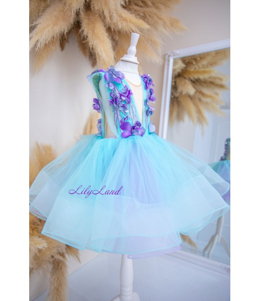 Детское нарядное платье Гаваи, цвет лаванда и голубой