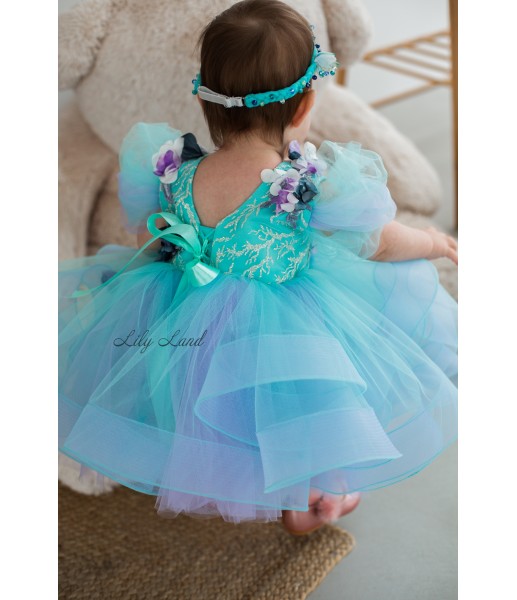Детское нарядное платье Гаваи, цвет голубой