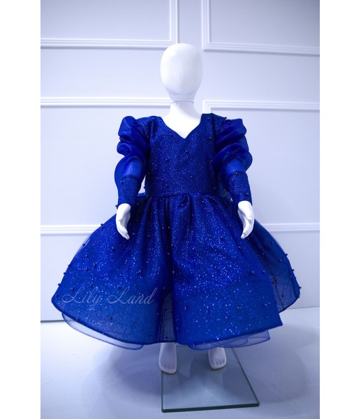 Детское нарядное платье Голди, в синем цвете