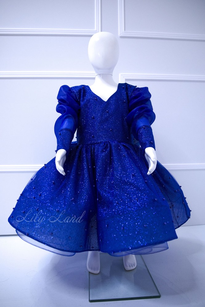 Дитяча святкова сукня Голді, в синьому кольорі