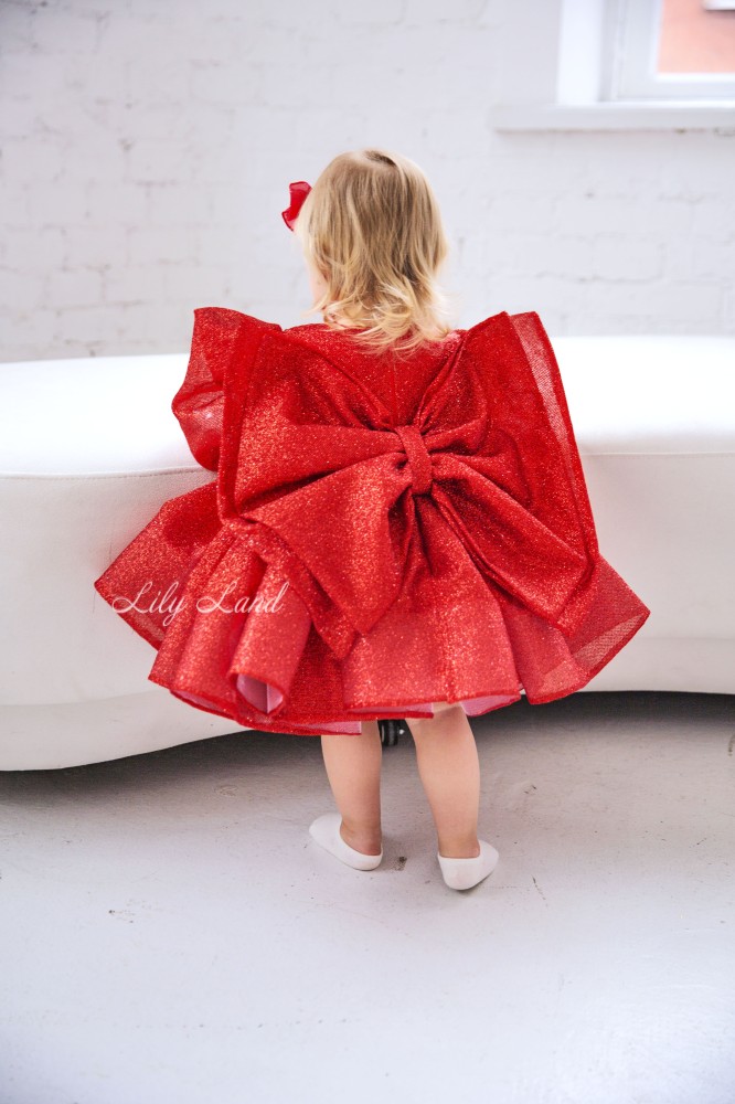 Детское нарядное платье Голди, в красном цвете