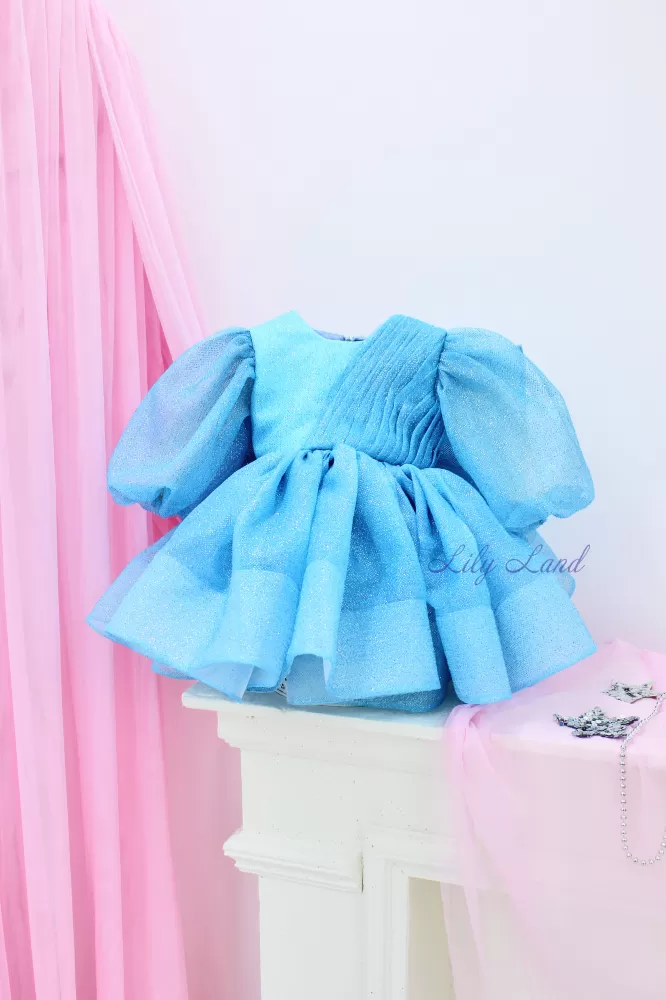 Дитяча святкова сукня Голді, в блакитному кольорі