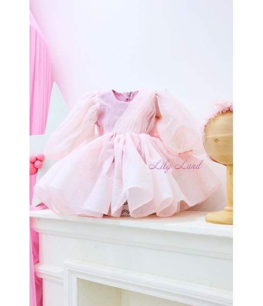 Детское нарядное платье Голди, цвет пудра