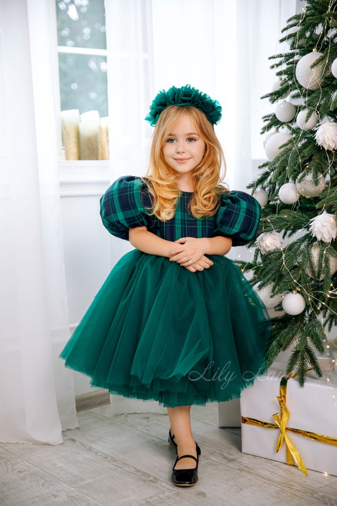 Детское нарядное платье Новый год 1, цвет зеленый