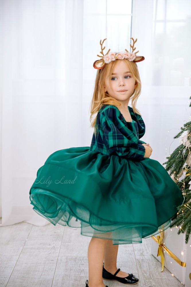 Детское нарядное платье Новый год 3, цвет зелёный