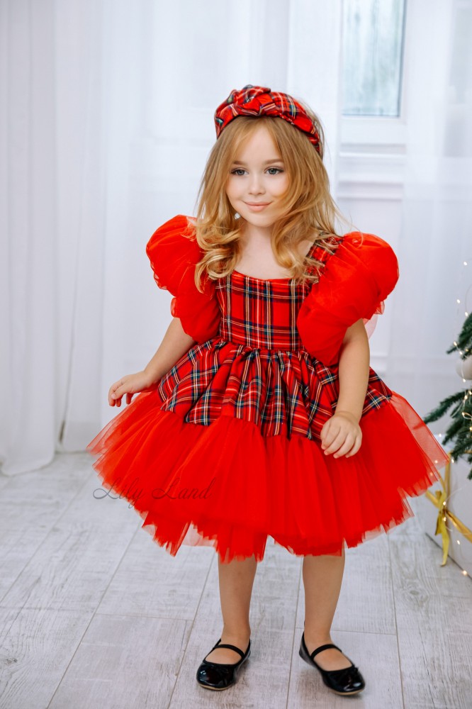 Детское нарядное платье Новый год 4, цвет красный 